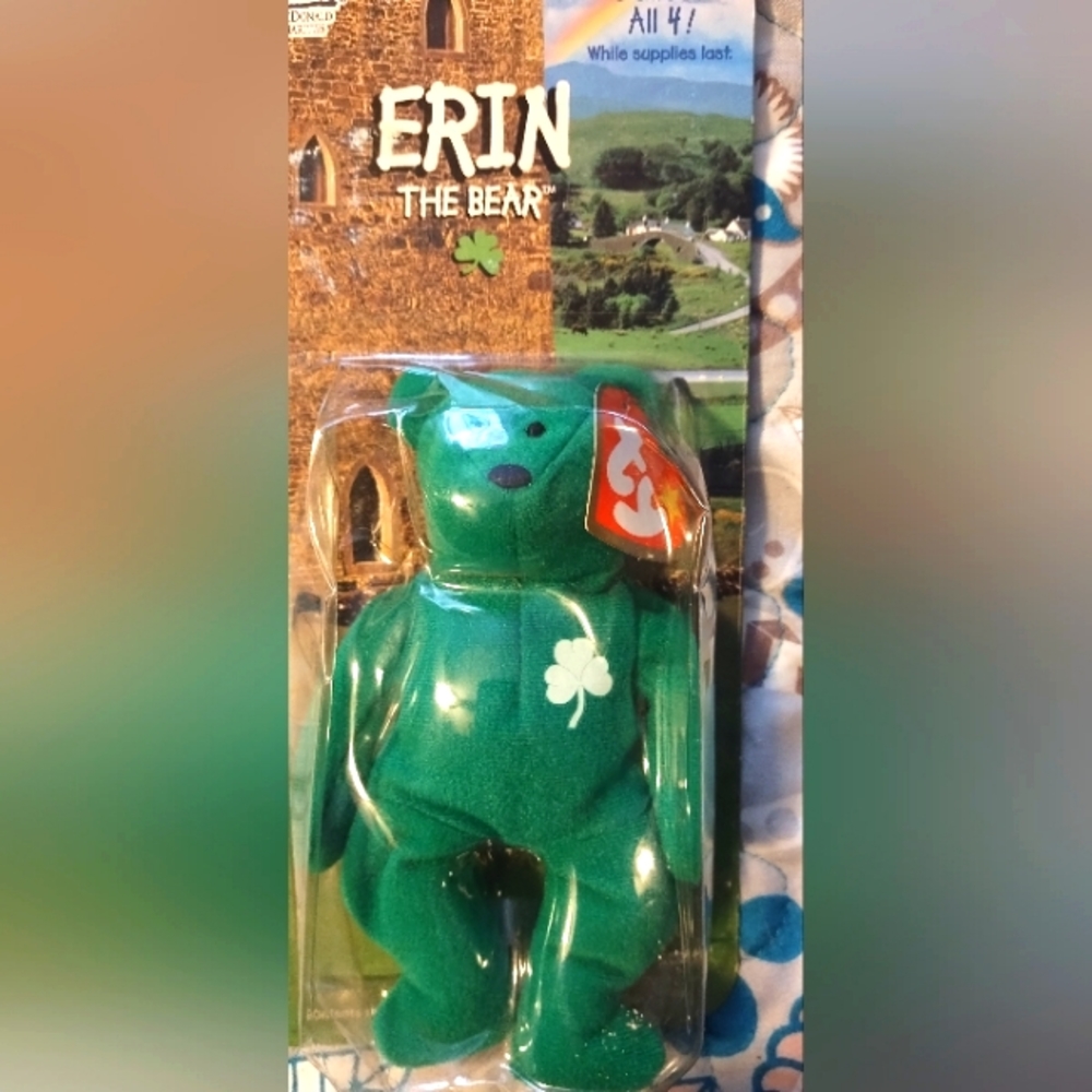 COPY - Ty Beanie Baby Erin The Bear 1997 with RARE errors  LIMITED EDITION 1 of…